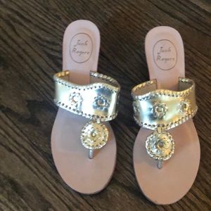 Jack Rogers gold wedges size 8